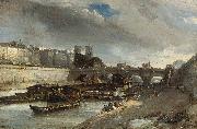 Johan Barthold Jongkind Boot wasplaats de buurt van de Pont Neuf painting